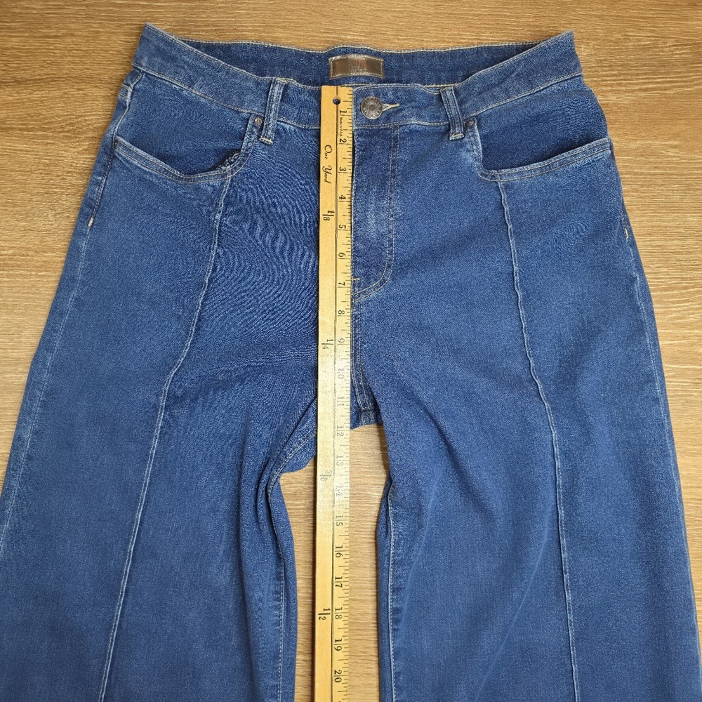 KUT from the Kloth Margo Wide Leg Jeans Women's 10 Blue Cuffed Pintuck High Rise - Picture 5 of 12